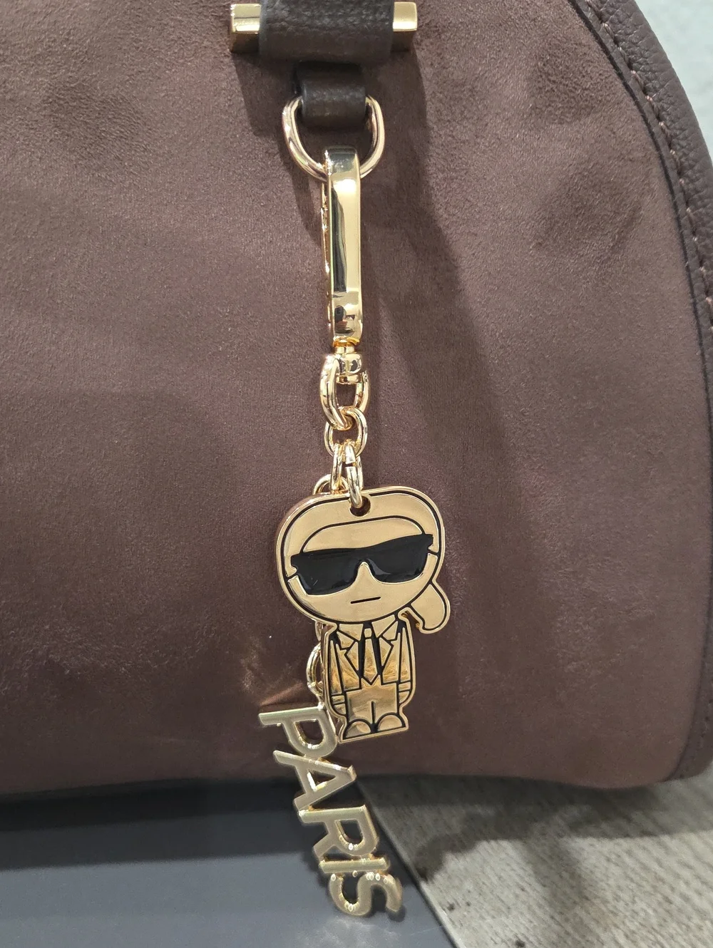 Karl Lagerfeld Chocolate Brown Dome Satchel with Gold Charms Karl & Paris NWT